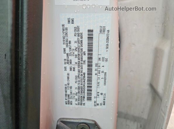 1FMCU9GD2KUA25648 2019 FORD ESCAPE White 
