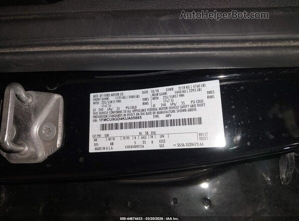 1FMCU9GD4KUA05885 2019 FORD ESCAPE Black Engine compartment view