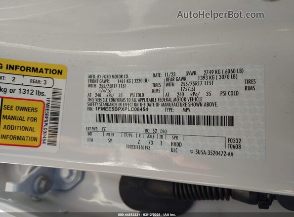 1FMEE5BPXPLC08454 2023 FORD BRONCO White Vista del compartimento del motor
