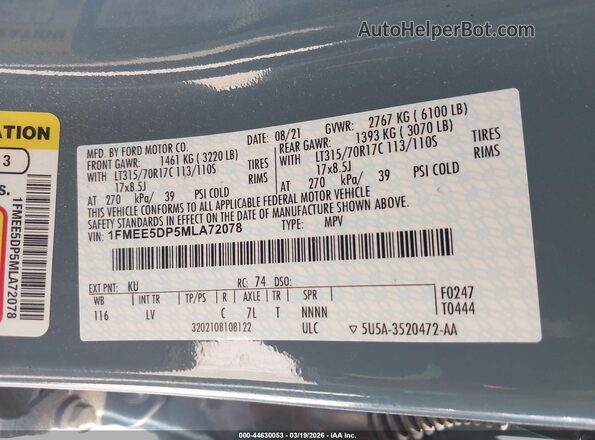 1FMEE5DP5MLA72078 2021 FORD BRONCO Blue Engine compartment view