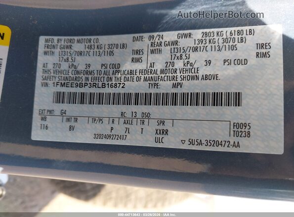 1FMEE9BP3RLB16872 2024 FORD BRONCO Light Blue Вид подкапотного пространства