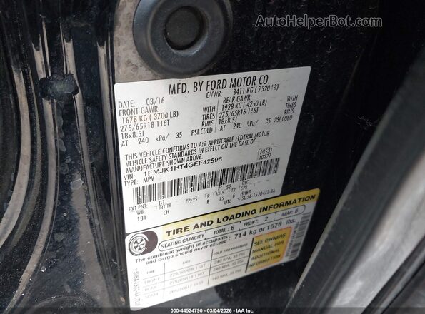 1FMJK1HT4GEF42598 2016 FORD EXPEDITION EL Black ძრავის განყოფილების ხედი
