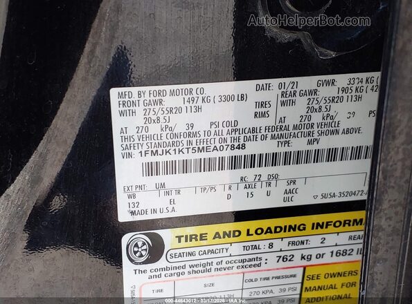 1FMJK1KT5MEA07848 2021 FORD EXPEDITION Black 