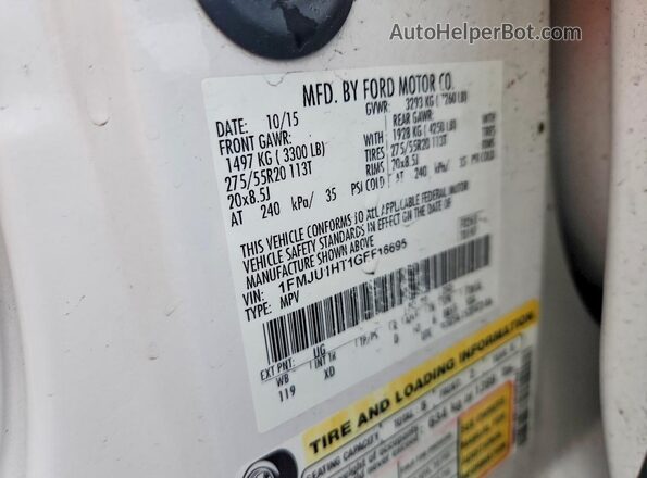 1FMJU1HT1GEF16695 2016 FORD EXPEDITION Белый Вид наклейки с VIN-кодом