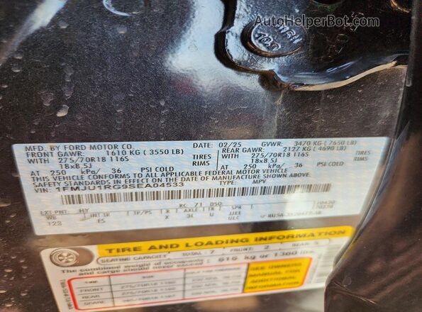 1FMJU1RG9SEA04533 2025 FORD EXPEDITION Charcoal Widok naklejki z numerem VIN
