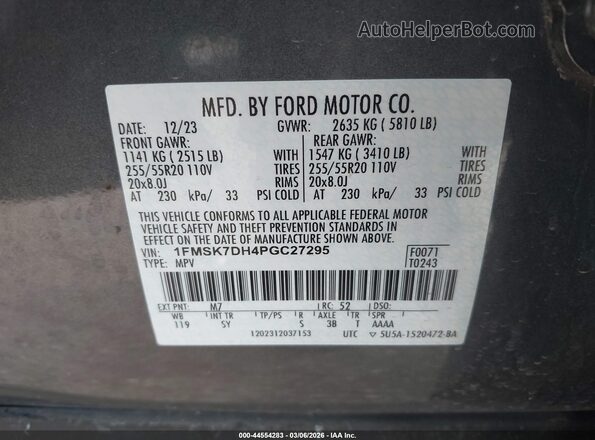 1FMSK7DH4PGC27295 2023 FORD FORD EXPLORER Gray 
