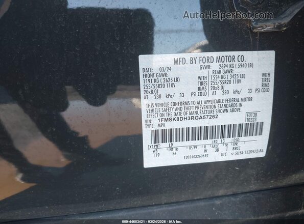 1FMSK8DH3RGA57262 2024 FORD FORD EXPLORER Green Շարժիչի բաժամունքի տեսք
