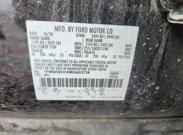 1FMSK8DH8MGA03738 2021 FORD FORD EXPLORER Black VIN կոդի պիտակի տեսք