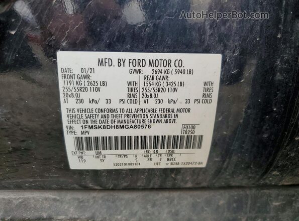 1FMSK8DH8MGA80576 2021 FORD FORD EXPLORER Black VIN կոդի պիտակի տեսք