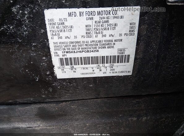 1FMSK8JH6PGB24258 2023 FORD FORD EXPLORER Black Շարժիչի բաժամունքի տեսք