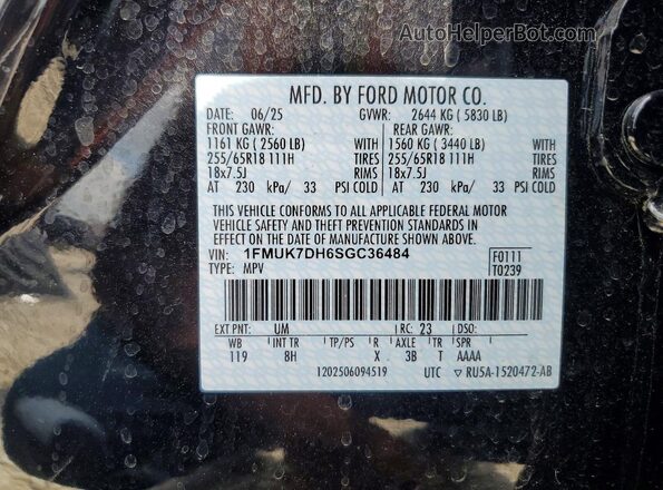 1FMUK7DH6SGC36484 2025 FORD FORD EXPLORER Black 