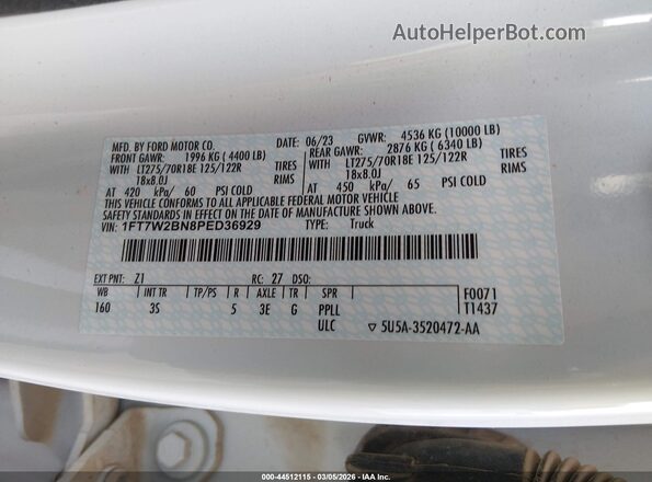 1FT7W2BN8PED36929 2023 FORD F-250 White Engine compartment view