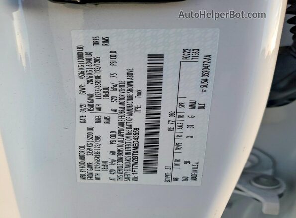 1FT7W2BT0MED43559 2021 FORD F250 White Շարժիչի բաժամունքի տեսք