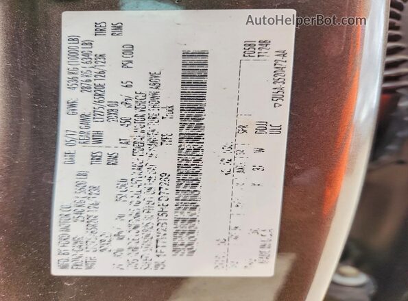 1FT7W2BT5HED77289 2017 FORD F250 Brown Vista de la etiqueta del VIN