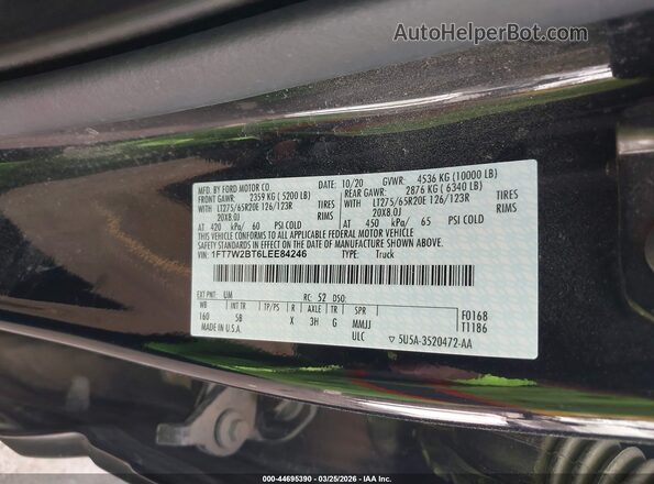 1FT7W2BT6LEE84246 2020 FORD F-250 Black 