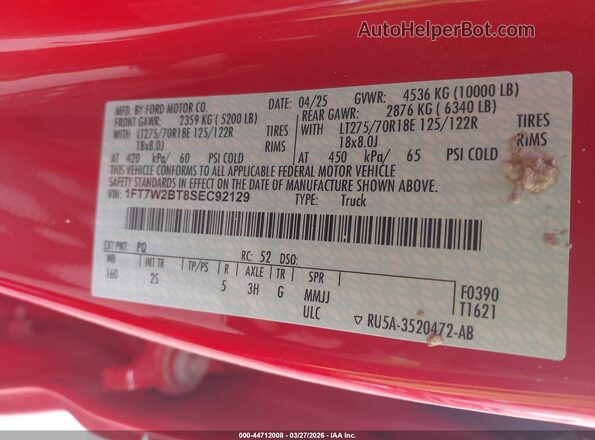 1FT7W2BT8SEC92129 2025 FORD F-250 Red 