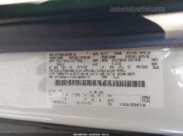 1FTBF4XG1HKB06913 2017 FORD TRANSIT-350 White 