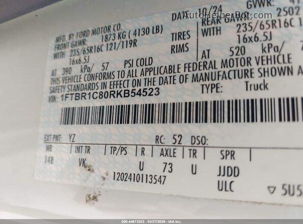 1FTBR1C80RKB54523 2024 FORD TRANSIT-250 White Vista del compartimento del motor