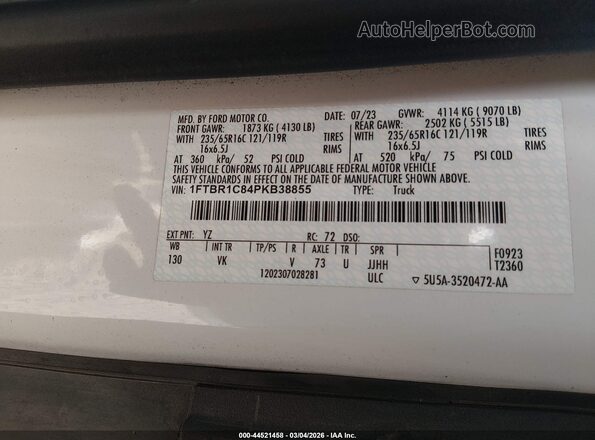 1FTBR1C84PKB38855 2023 FORD TRANSIT-250 Белый Вид подкапотного пространства