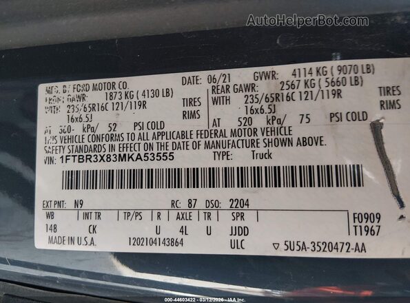 1FTBR3X83MKA53555 2021 FORD TRANSIT-250 Blue Widok komory silnika