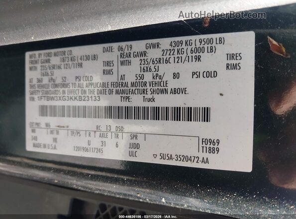 1FTBW3XG3KKB23133 2019 FORD TRANSIT-350 Green Widok komory silnika