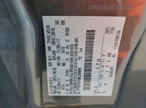 1FTER1EH3MLD69908 2021 FORD RANG Gray ძრავის განყოფილების ხედი