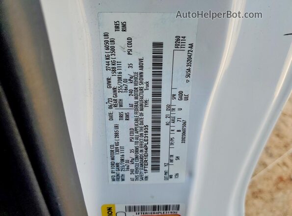 1FTER1EH4PLE31935 2023 FORD RANG White Vista del compartimento del motor