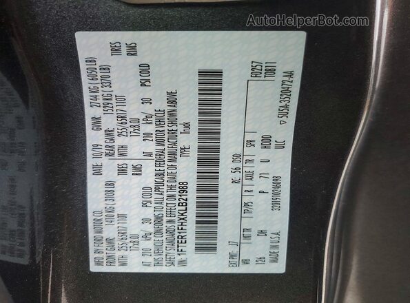 1FTER1FHXKLB21988 2019 FORD RANG Gray Вид підкапотного простору