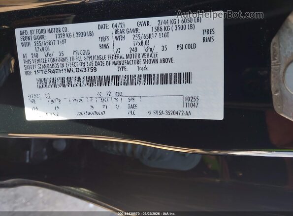 1FTER4EH1MLD43759 2021 FORD RANG Black Widok komory silnika