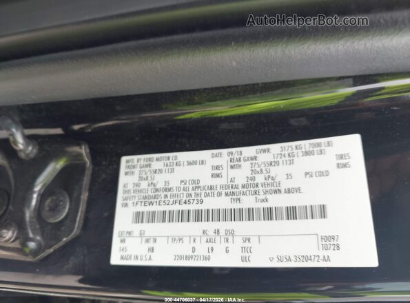 1FTEW1E52JFE45739 2018 FORD F150 Черный 