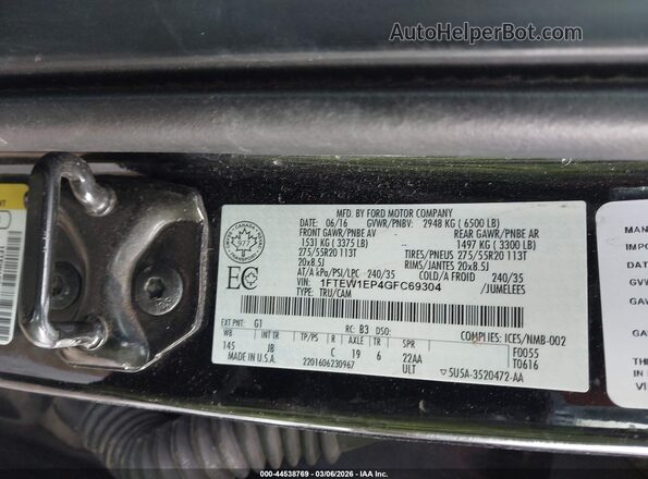 1FTEW1EP4GFC69304 2016 FORD F150 Black Widok komory silnika