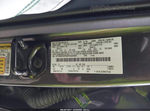 1FTEW1EP4KFA40520 2019 FORD F150 Gray Widok komory silnika