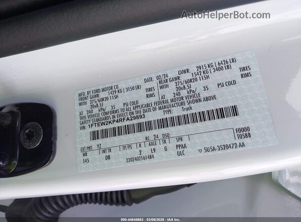 1FTEW2KP4RFA29893 2024 FORD F150 White Engine compartment view