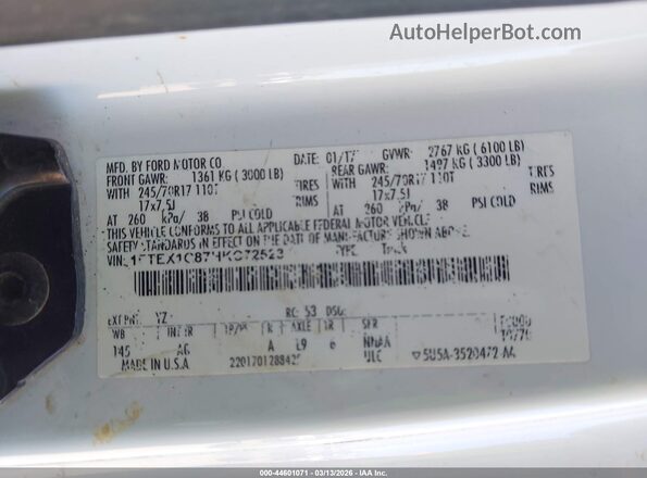 1FTEX1C87HKC72523 2017 FORD F150 White Widok komory silnika