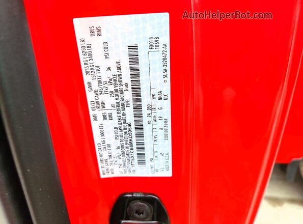 1FTEX1CB8MKD59546 2021 FORD F150 Red Engine compartment view