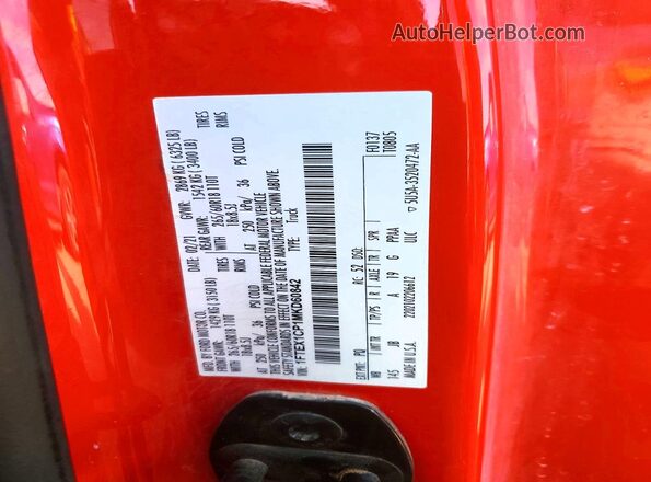 1FTEX1CP1MKD60842 2021 FORD F150 Красный Вид подкапотного пространства
