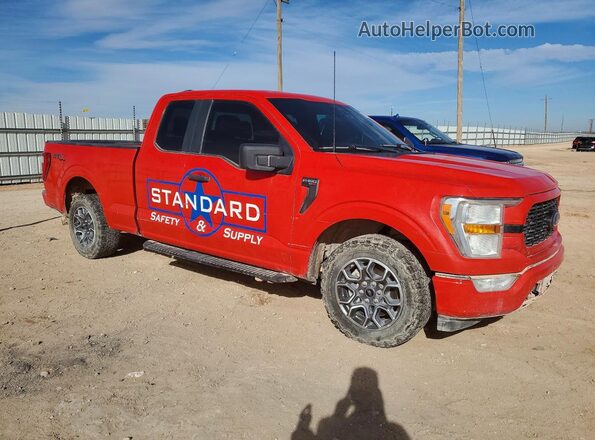 1FTEX1CP1MKD60842 2021 FORD F150 Красный Передняя правая четверть
