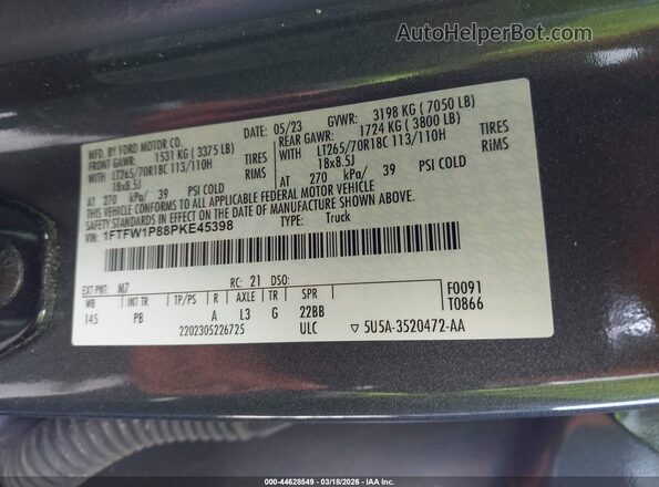 1FTFW1P88PKE45398 2023 FORD F-150 POLICE RESPONDER Gray Շարժիչի բաժամունքի տեսք