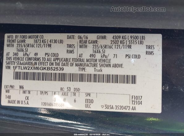 1FTLW2XM6GKB52539 2016 FORD TRANSIT-350 Green Вид підкапотного простору