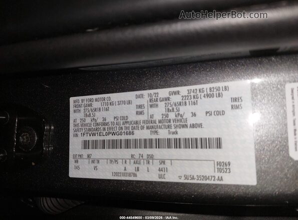 1FTVW1EL0PWG01686 2023 FORD F-150 LIGHTNING Black Engine compartment view