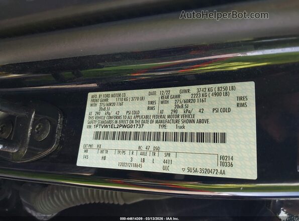 1FTVW1EL2PWG01737 2023 FORD F-150 LIGHTNING Black Widok komory silnika