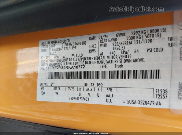 1FTYE2Y84RKA18772 2024 FORD TRANSIT-150 Yellow ძრავის განყოფილების ხედი