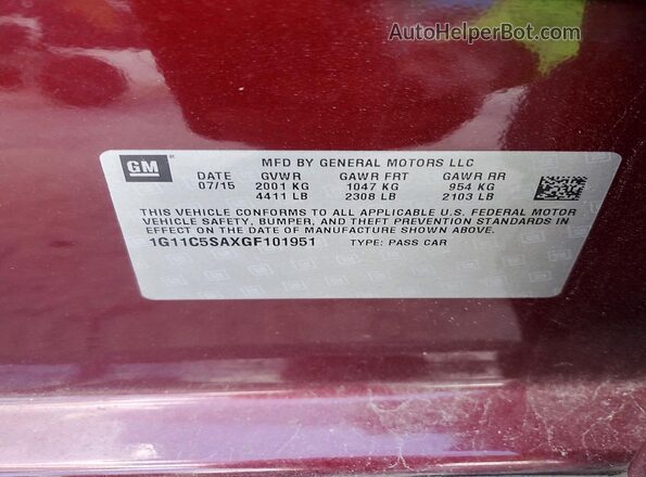 1G11C5SAXGF101951 2016 CHEVROLET MALIBU Burgundy Engine compartment view