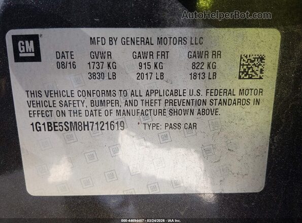 1G1BE5SM8H7121619 2017 CHEVROLET CRUZE Black 
