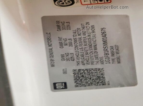 1G1FB1RSXM0142675 2021 CHEVROLET CAMARO White Widok komory silnika