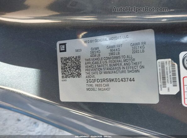 1G1FD1RS9K0143744 2019 CHEVROLET CAMARO Navy 