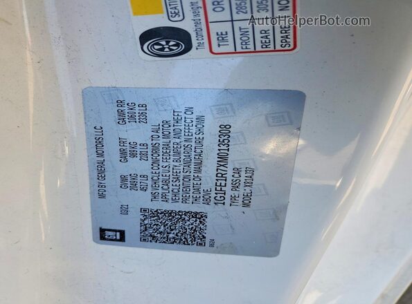 1G1FE1R7XM0135308 2021 CHEVROLET CAMARO White 