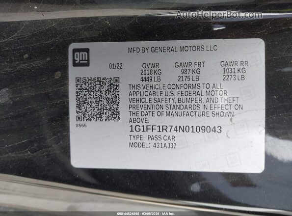1G1FF1R74N0109043 2022 CHEVROLET CAMARO Black ძრავის განყოფილების ხედი