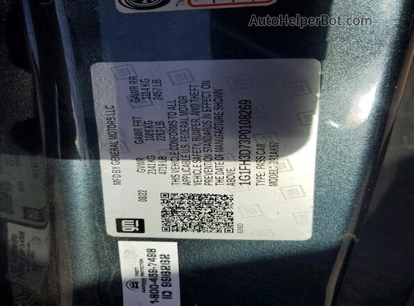 1G1FH3D73P0108269 2023 CHEVROLET CAMARO Charcoal VIN კოდის სტიკერის ხედი