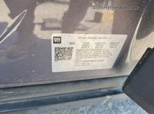 1G1FX6S00N4125725 2022 CHEVROLET BOLT Gray Շարժիչի բաժամունքի տեսք